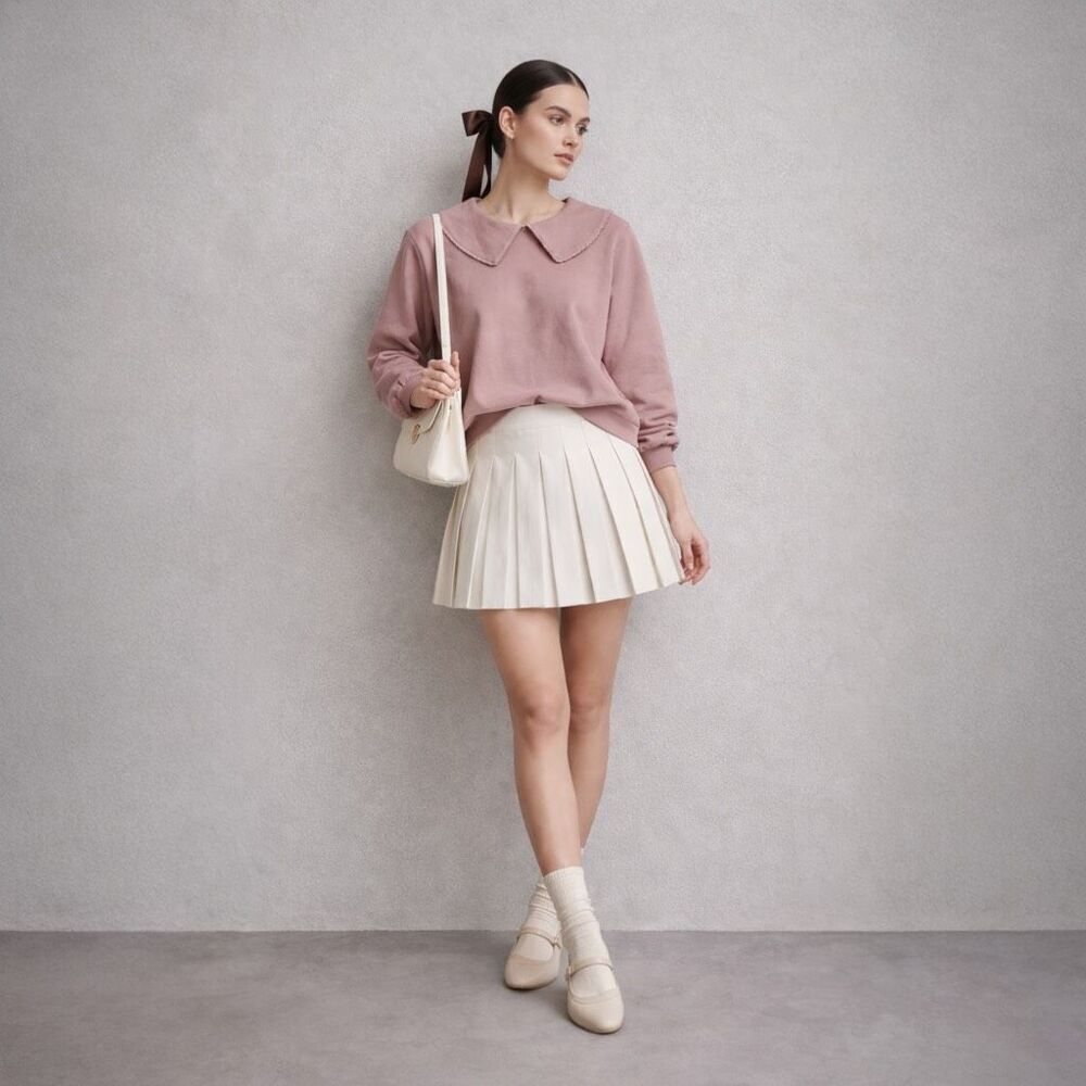 Madewell Collared Sweatshirt Bubble Sleeve Recycled Terry, Size Medium NWT